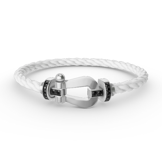 [Violet JW]FORCE LARGE HORSESHOE BLACK DIAMOND BRACELET SILVER