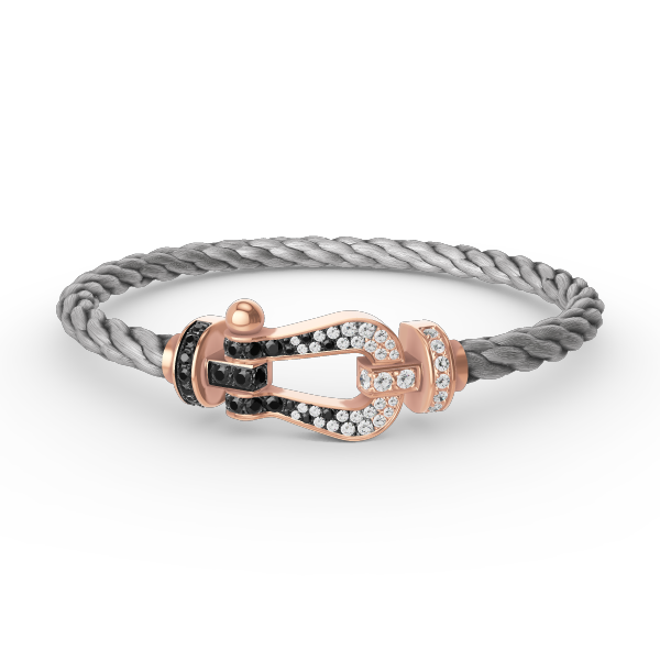 [Violet JW]FORCE LARGE HORSESHOE BLACK WHITE DIAMOND BRACELET ROSE GOLD
