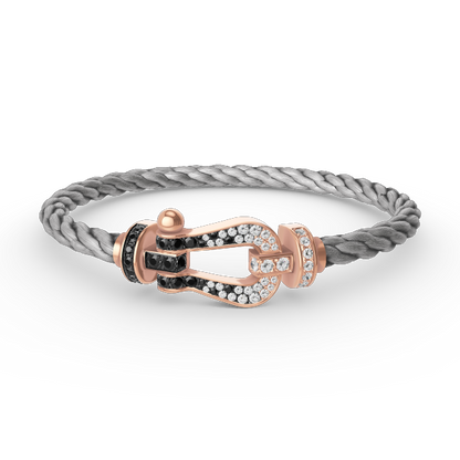 [Violet JW]FORCE LARGE HORSESHOE BLACK WHITE DIAMOND BRACELET ROSE GOLD