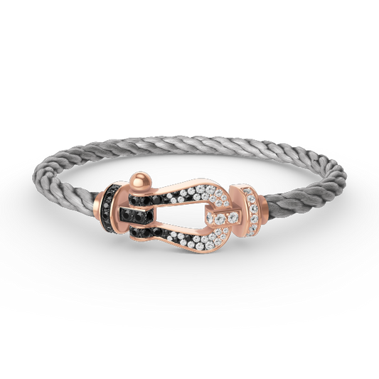 [Violet JW]FORCE LARGE HORSESHOE BLACK WHITE DIAMOND BRACELET ROSE GOLD