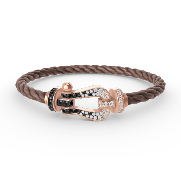 [Violet JW]FORCE LARGE HORSESHOE BLACK WHITE DIAMOND BRACELET ROSE GOLD