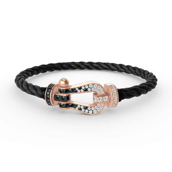 [Violet JW]FORCE LARGE HORSESHOE BLACK WHITE DIAMOND BRACELET ROSE GOLD