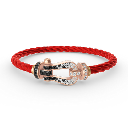 [Violet JW]FORCE LARGE HORSESHOE BLACK WHITE DIAMOND BRACELET ROSE GOLD