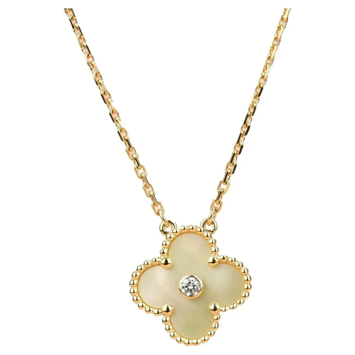 [Violet JW]CLOVER 15MM DIAMOND GOLD MOTHER OF PEARL NECKLACE