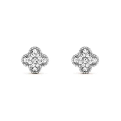 [Violet JW]CLOVER 1 MOTIFS DIAMOND STUD EARRINGS SILVER