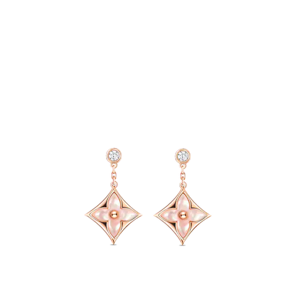 [Violet JW]DOUBLE STAR PINK GOLD MOP DROP EARRINGS