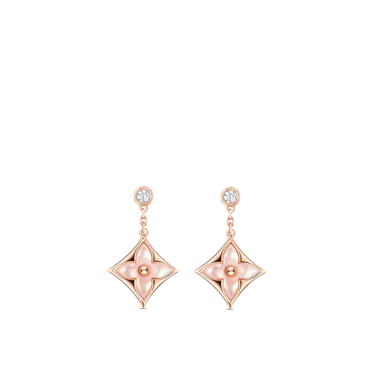 [Violet JW]DOUBLE STAR PINK GOLD MOP DROP EARRINGS