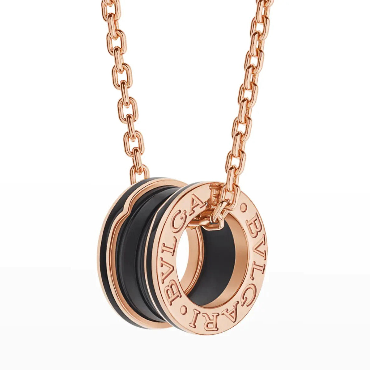 [Violet JW]ZERO 1 BLACK CERAMIC PINK GOLD NECKLACE