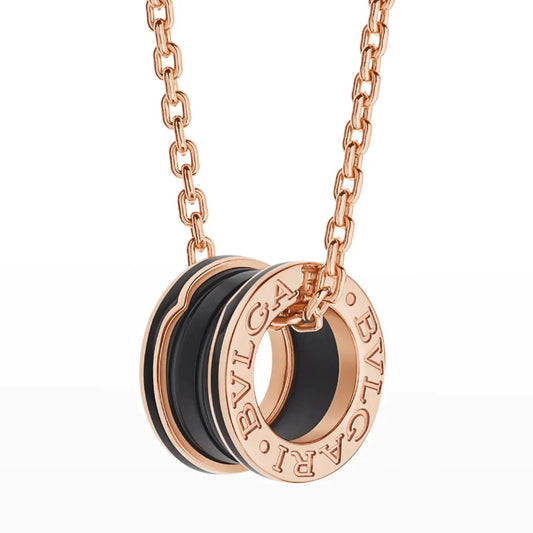[Violet JW]ZERO 1 BLACK CERAMIC PINK GOLD NECKLACE