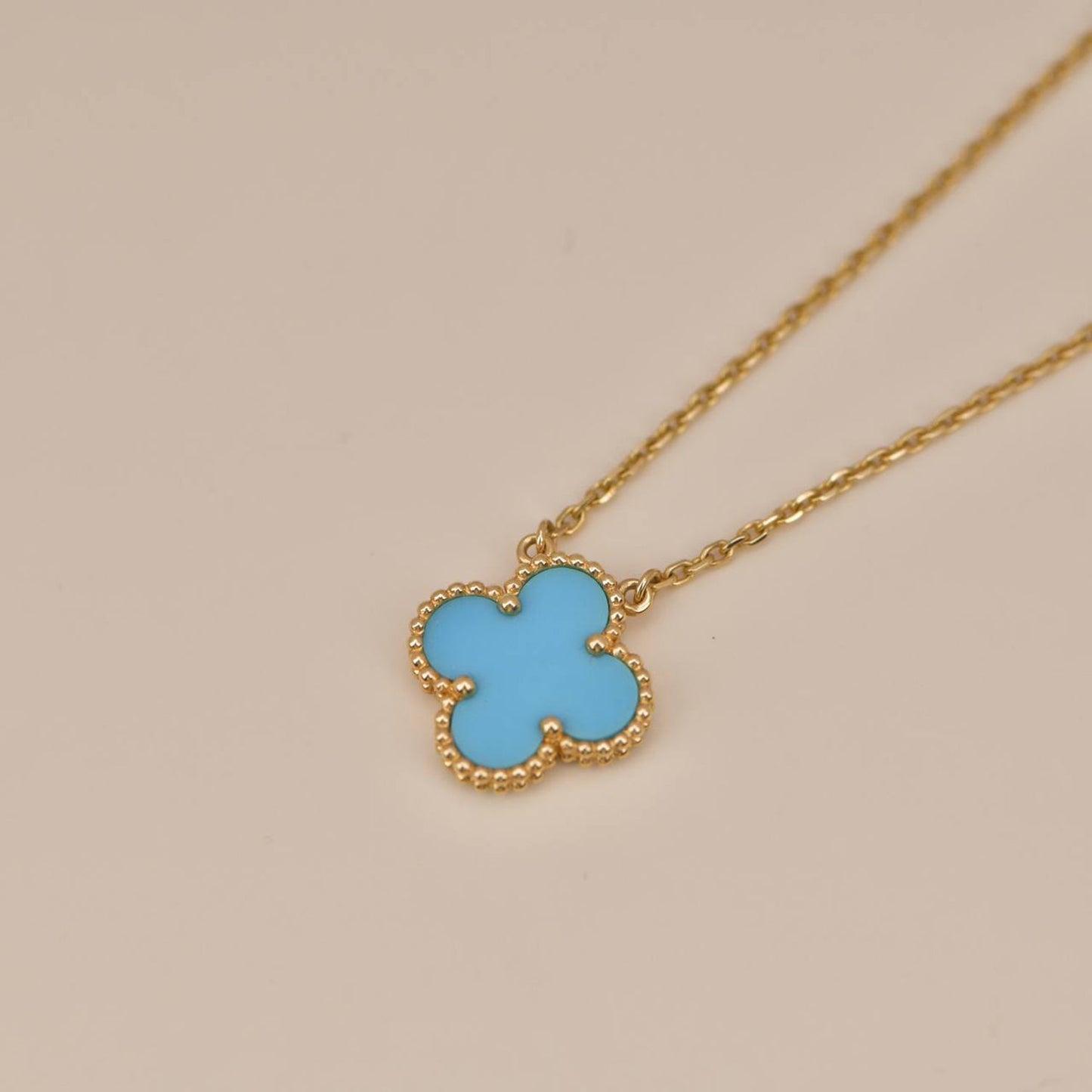 [Violet JW]CLOVER 15MM VINTAGE TURQUOISE NECKLACE