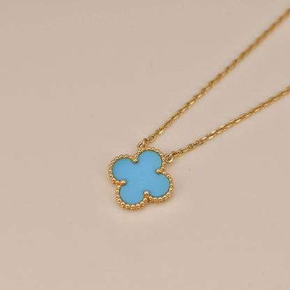 [Violet JW]CLOVER 15MM VINTAGE TURQUOISE NECKLACE
