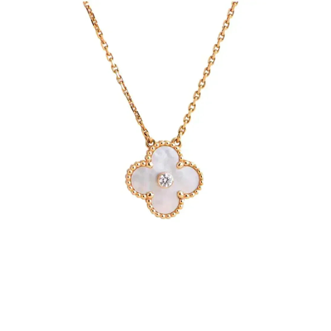 [Violet JW]CLOVER 15MM DIAMOND WHITE FRITILLARIA NECKLACE