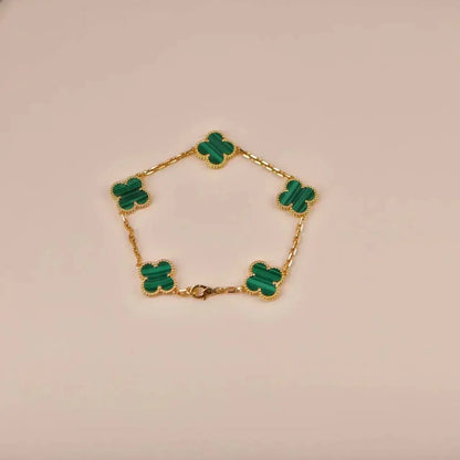 [Violet JW]CLOVER 5 MOTIFS MALACHITE BRACELET