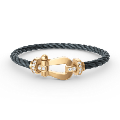 [Violet JW]FORCE LARGE HORSESHOE HALF DIAMOND BRACELET GOLD