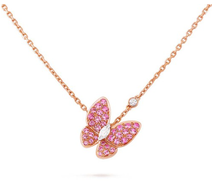 [Violet JW]BUTTERFLY RED DIAMOND ROSE GOLD NECKLACE