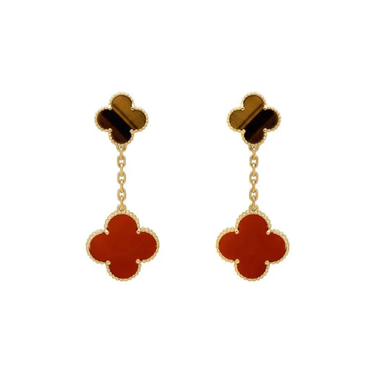 [Violet JW]CLOVER  2 MOTIF  TIGER EYE CARNELIAN EARRINGS