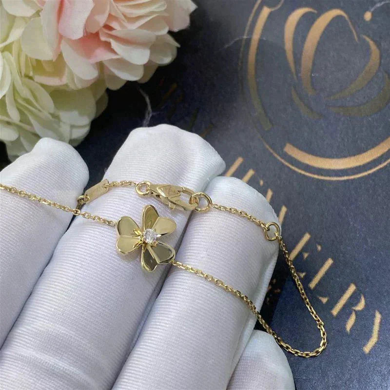 [Violet JW]FRIVOLE GOLD FLOWER PINK MALACHITE BRACELET