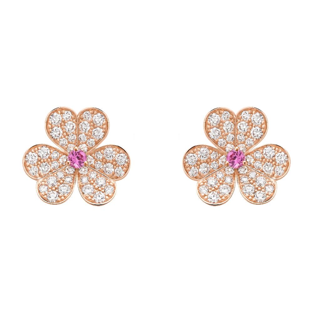 [Violet JW]FRIVOLE PINK GOLD FLOWER DIAMOND EARRINGS