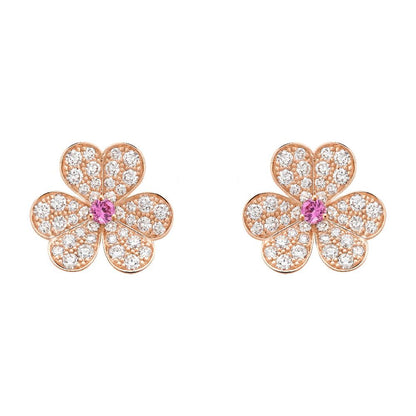 [Violet JW]FRIVOLE PINK GOLD FLOWER DIAMOND EARRINGS