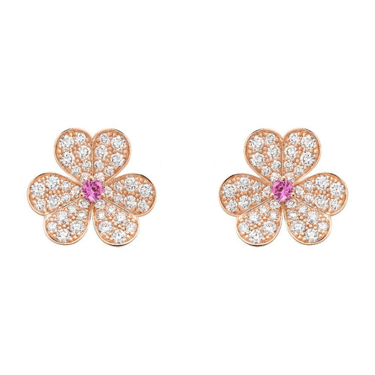 [Violet JW]FRIVOLE PINK GOLD FLOWER DIAMOND EARRINGS