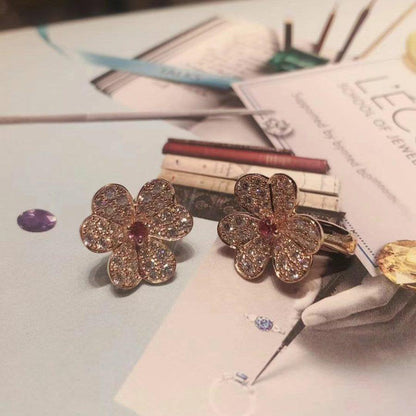 [Violet JW]FRIVOLE PINK GOLD FLOWER DIAMOND EARRINGS