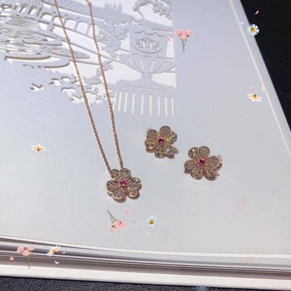 [Violet JW]FRIVOLE PINK GOLD FLOWER DIAMOND EARRINGS
