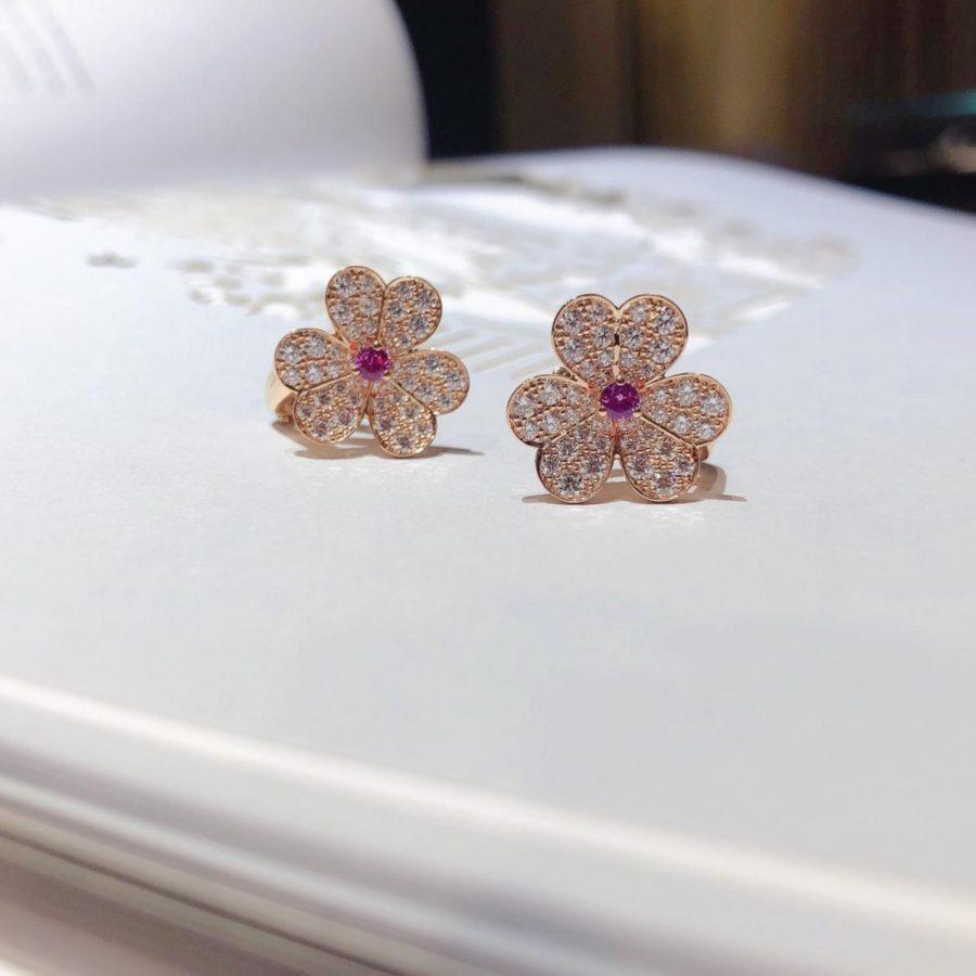 [Violet JW]FRIVOLE PINK GOLD FLOWER DIAMOND EARRINGS