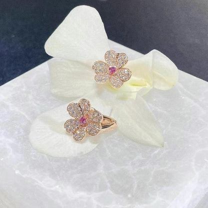 [Violet JW]FRIVOLE PINK GOLD FLOWER DIAMOND EARRINGS