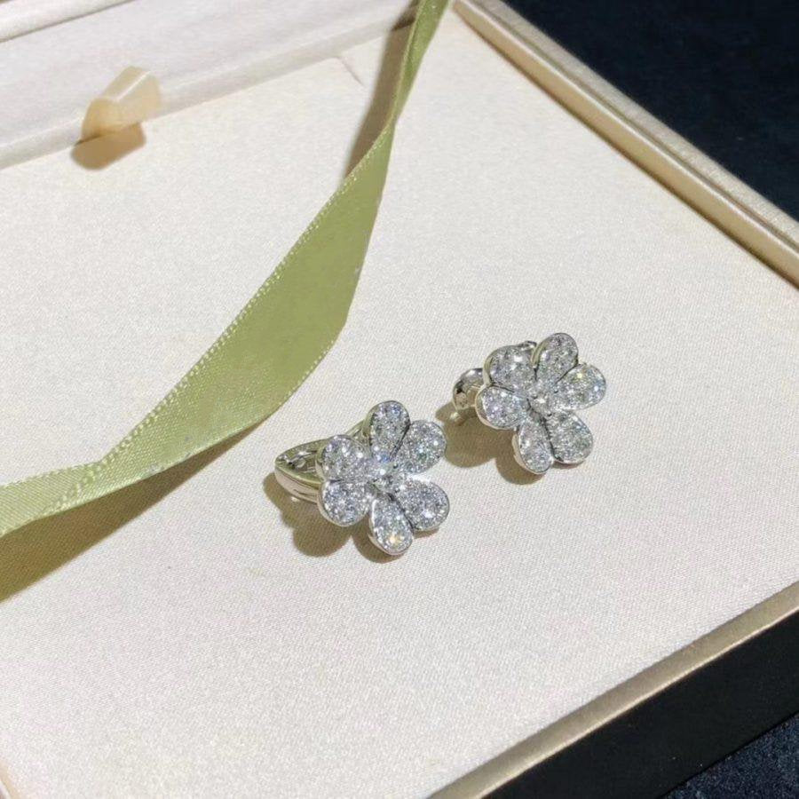 [Violet JW]FRIVOLE SILVER FLOWER DIAMOND EARRINGS