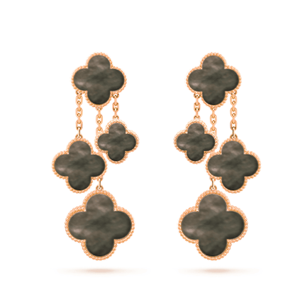 [Violet JW]CLOVER EARRINGS DARK MOP 4 MOTIFS ROSE GOLD