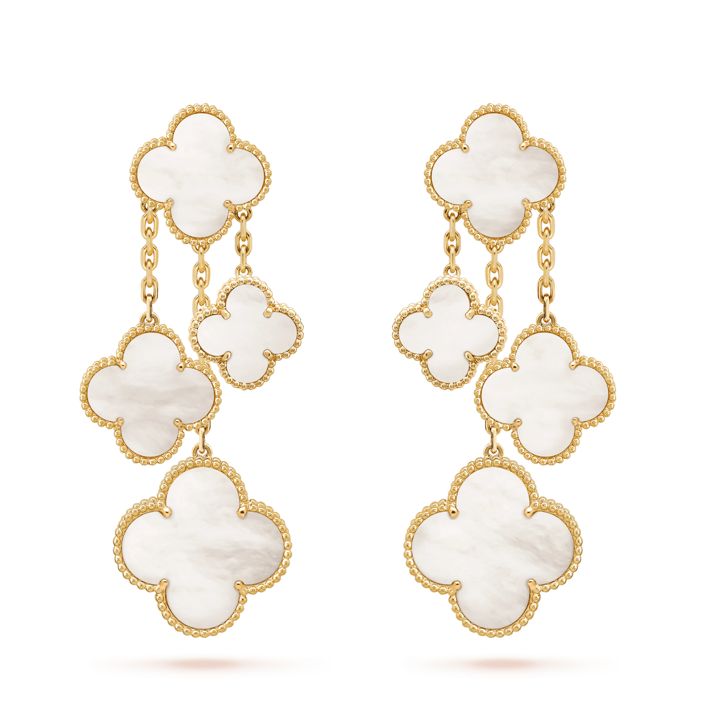 [Violet JW]CLOVER EARRINGS WHITE MOP 4 MOTIFS GOLD