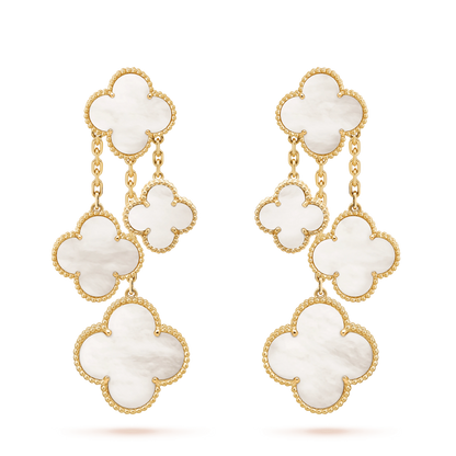 [Violet JW]CLOVER EARRINGS WHITE MOP 4 MOTIFS GOLD