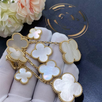 [Violet JW]CLOVER EARRINGS WHITE MOP 4 MOTIFS GOLD