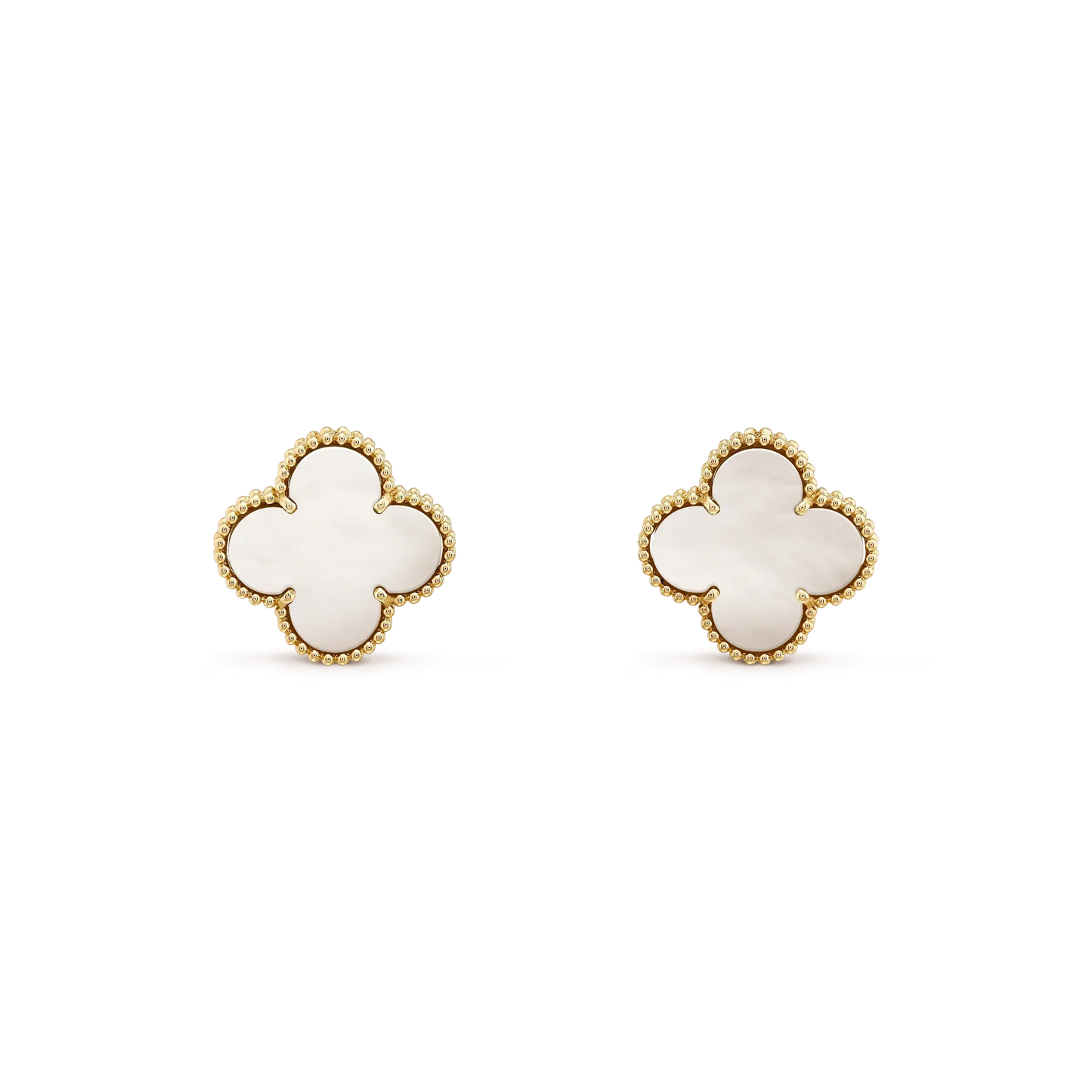 [Violet JW]CLOVER MEDIUM 1 MOTIFS  WHITE MOP STUD EARRINGS
