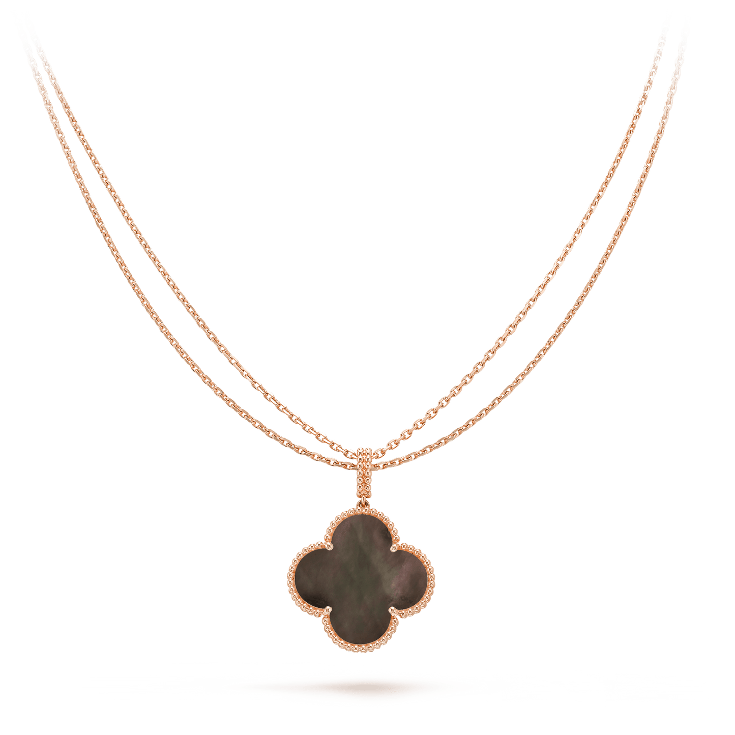 [Violet JW]CLOVER 25MM GOLD DARK MOP BIG CLOVER NECKLACE