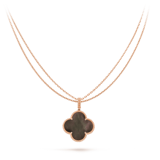 [Violet JW]CLOVER 25MM GOLD DARK MOP BIG CLOVER NECKLACE
