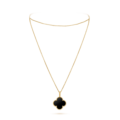 [Violet JW]CLOVER 25MM GOLD ONYX BIG CLOVER NECKLACE