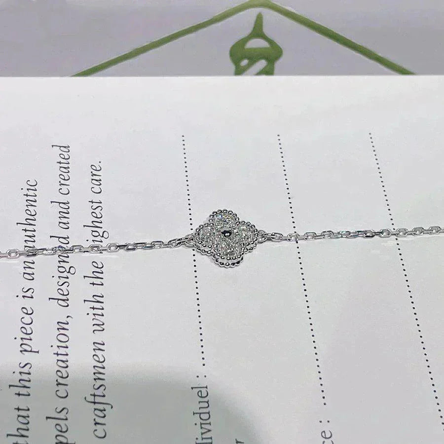 [Violet JW]CLOVER  SINGLE FLOWER BRACELET SILVER
