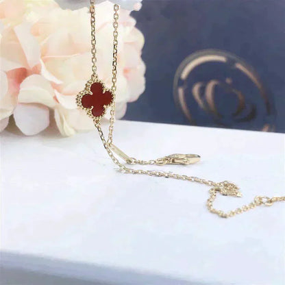 [Violet JW]CLOVER  CARNELIAN SINGLE FLOWER BRACELET