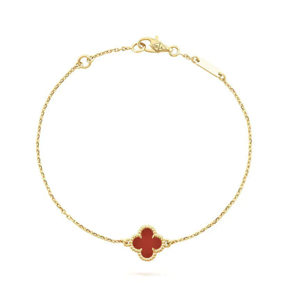 [Violet JW]CLOVER  CARNELIAN SINGLE FLOWER BRACELET