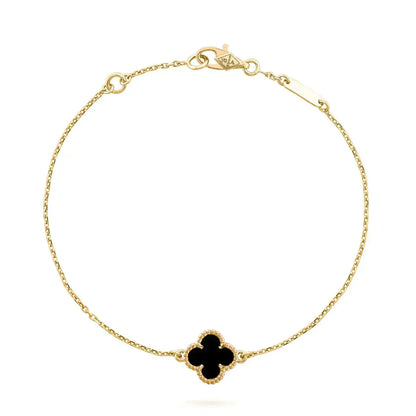 [Violet JW]CLOVER ONYX SINGLE FLOWER BRACELET