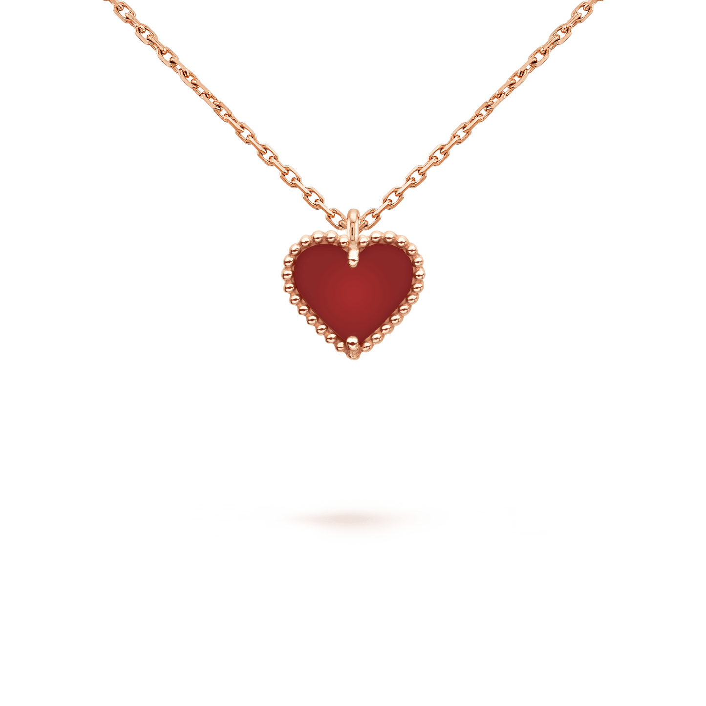 [Violet JW]SWEET CLOVER CARNELIAN HEART NECKLACE
