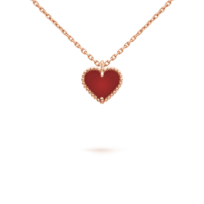 [Violet JW]SWEET CLOVER CARNELIAN HEART NECKLACE