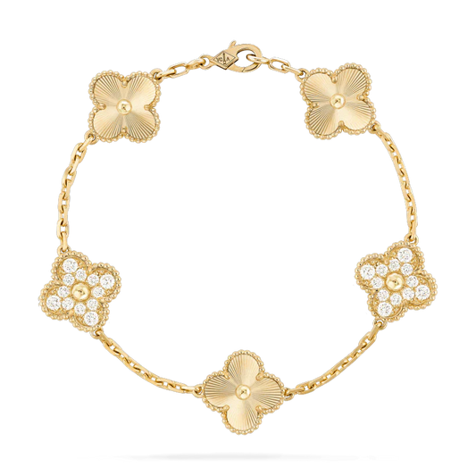 [Violet JW]CLOVER BRACELET 5 MOTIFS GOLD DIAMOND