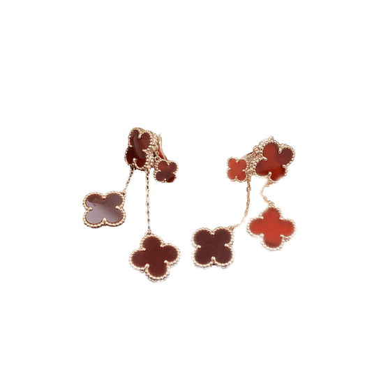 [Violet JW]CLOVER EARRINGS CARNELIAN 4 MOTIFS PINK GOLD