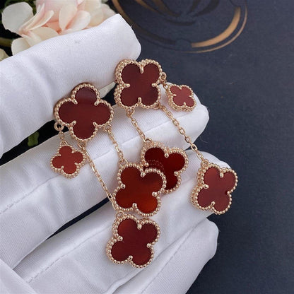 [Violet JW]CLOVER EARRINGS CARNELIAN 4 MOTIFS PINK GOLD