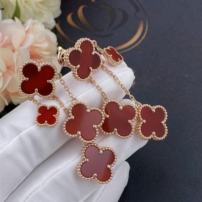 [Violet JW]CLOVER EARRINGS CARNELIAN 4 MOTIFS PINK GOLD