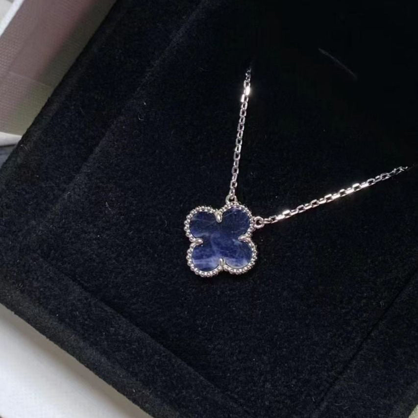 [Violet JW]CLOVER 15MM PIETERSITE NECKLACE SILVER