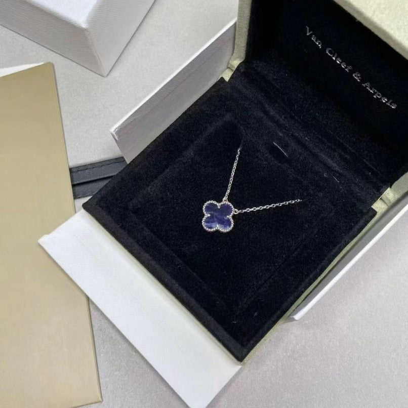[Violet JW]CLOVER 15MM PIETERSITE NECKLACE SILVER