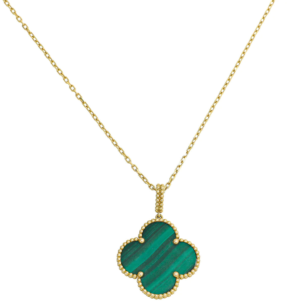 [Violet JW]CLOVER 25MM MALACHITE GOLD NECKLACE